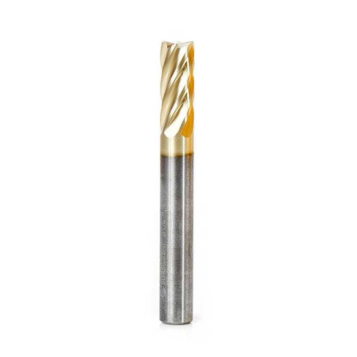 BURS-082NF Solid Carbide Cylindrical Shape with End Cut 1/4 Dia x 5/8 x 1/4 Shank Non-Ferrous ZrN Coated SB Burr Bit for Die-Grinders