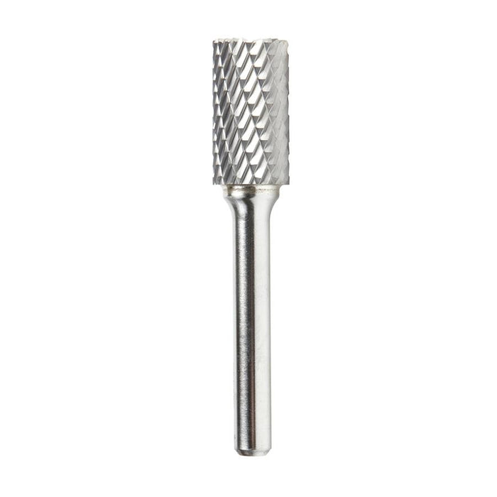 BURS-088 Solid Carbide Cylindrical Shape with End Cut 1/2 Dia x 1 x 1/4 Shank Double Cut SB Burr Bit for Die-Grinders