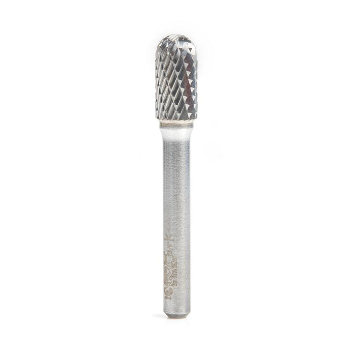 BURS-122 Solid Carbide Radius Cylinder Shape 3/8 Dia x 3/4 x 1/4 Shank Double Cut SC Burr Bit for Die-Grinders