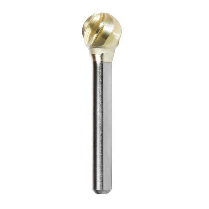 BURS-158NF Solid Carbide Ball Shape 1/2 Dia x 7/16 x 1/4 Shank Non-Ferrous ZrN Coated SD Burr Bit for Die-Grinders