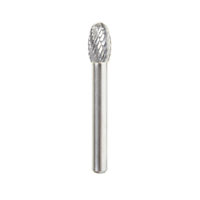 BURS-174 Solid Carbide Oval Shape 3/8 Dia x 5/8 x 1/4 Shank Double Cut SE Burr Bit for Die-Grinders