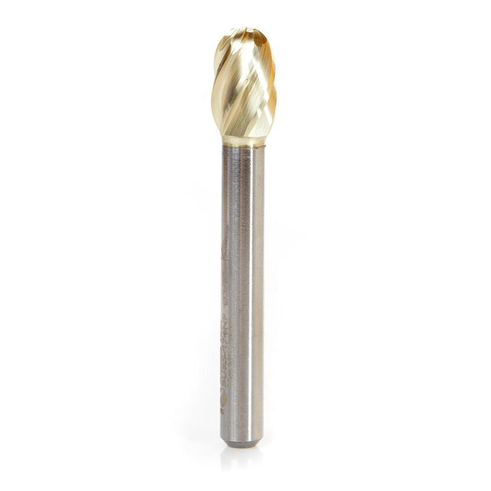 BURS-174NF Solid Carbide Oval Shape 3/8 Dia x 5/8 x 1/4 Shank Non-Ferrous ZrN Coated SE Burr Bit for Die-Grinders