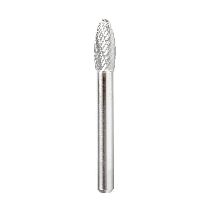 BURS-204 Solid Carbide Flame Shape 5/16 Dia x 3/4 x 1/4 Shank Double Cut SH Burr Bit for Die-Grinders