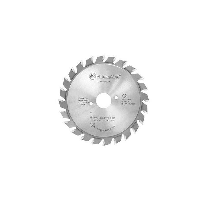 DT120T14-20 Carbide Tipped Ditec 2000 Adjustable Type Scoring 120mm Dia x 24T ATB, 12 Deg, 20mm Bore, Scoring Set