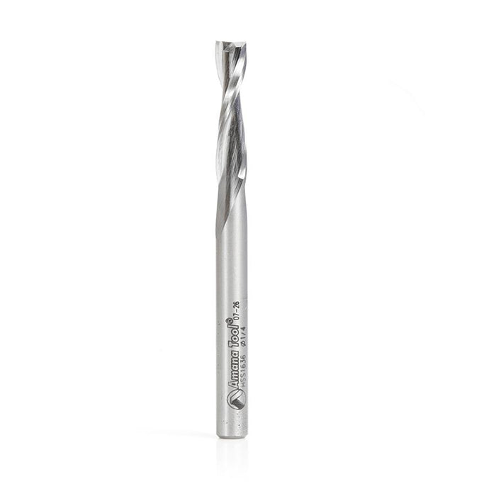 HSS1636 High Speed Steel (HSS) Double Flute Spiral Aluminum Cutting 1/4 Dia x 1 x 1/4 Inch Shank Up-Cut Router Bit