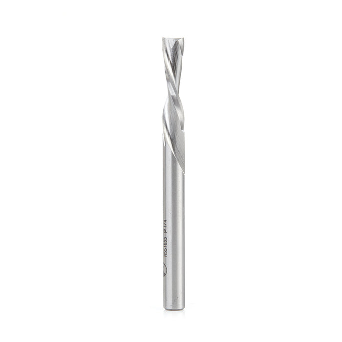 HSS1655 High Speed Steel (HSS) Double Flute Spiral Aluminum Cutting 1/4 Dia x 1 x 1/4 Inch Shank Down-Cut Router Bit