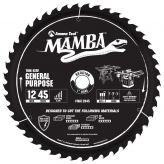 MA12045 Carbide Tipped Thin Kerf General Purpose Miter Mamba Contractor Series 12 Inch Dia x 45T, ATB+F, 15 Deg, 1 Bore Circular Saw Blade