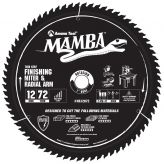 MA12072 Carbide Tipped Thin Kerf Finishing Compound Miter Mamba Contractor Series 12 Inch Dia x 72T, ATB+F, 8 Deg, 1 Bore Circular Saw Blade
