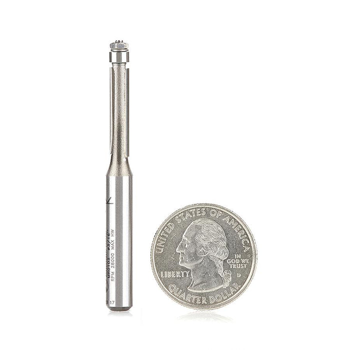 MR0103 Miniature 3/16 Dia Flush Trim with 3/16 Dia Ball Bearing x 3/4 x 1/4 Inch Shank Carbide Tipped Router Bit