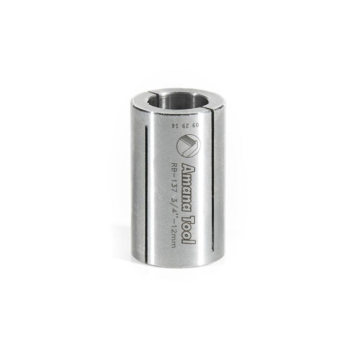 RB-137 High Precision Steel Router Collet Reducer 3/4 Overall Dia x 12mm Inner Dia x 1-1/4 Inch Long